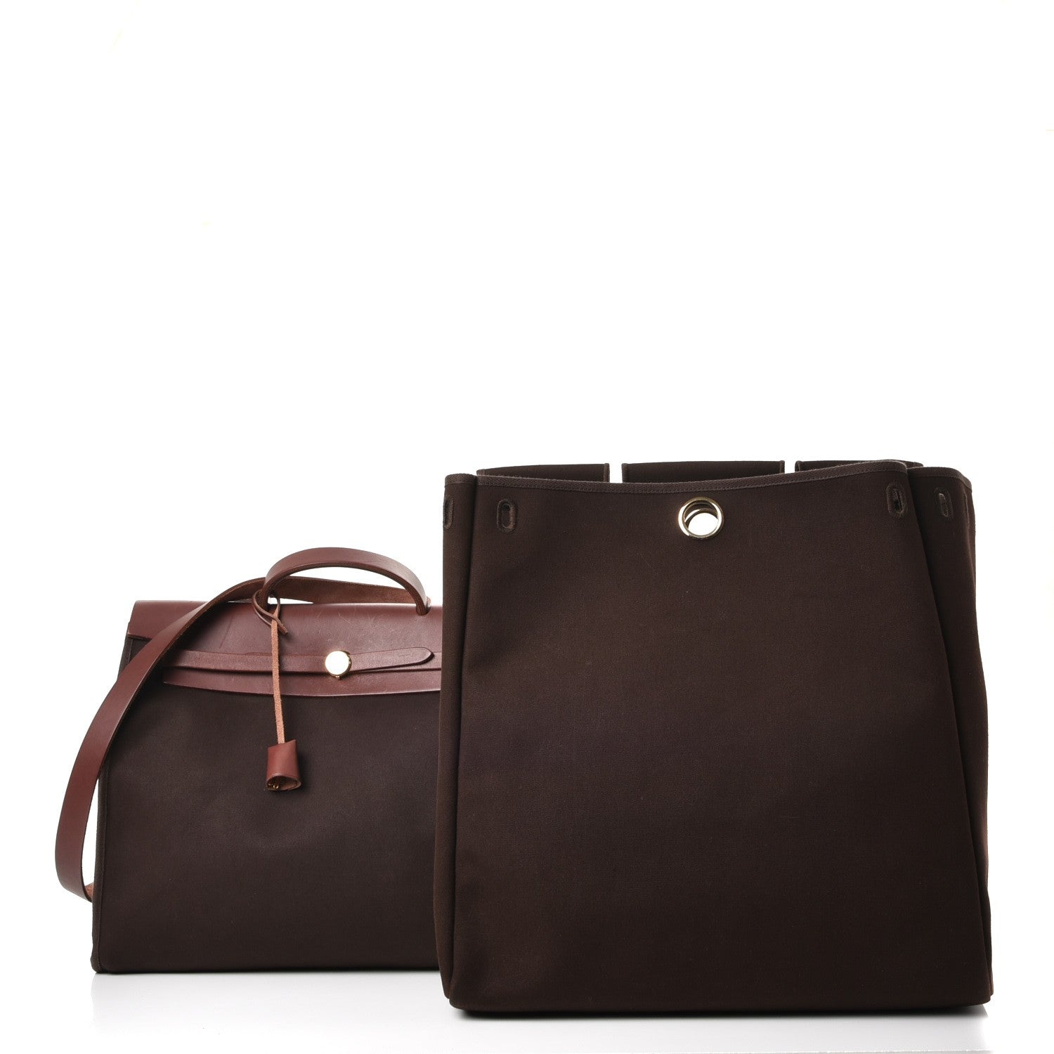 Hermes Toile Vache Calfskin Herbag 39 GM Havane 3 of 9