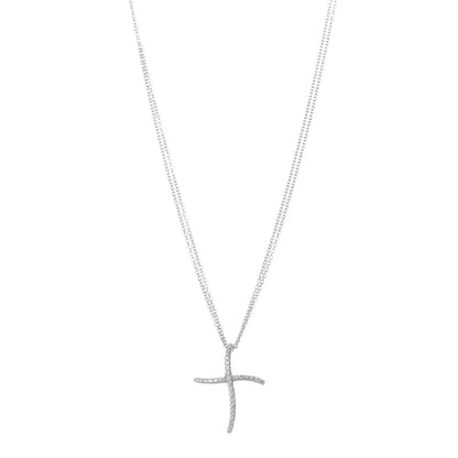 Damiani 18K White Gold Diamond Cross Pendant Necklace 1 of 6