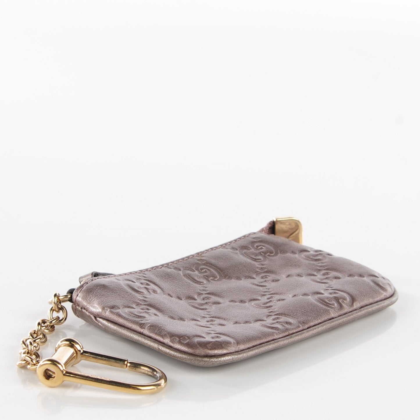 Metallic Guccissima Key Case Mauve
