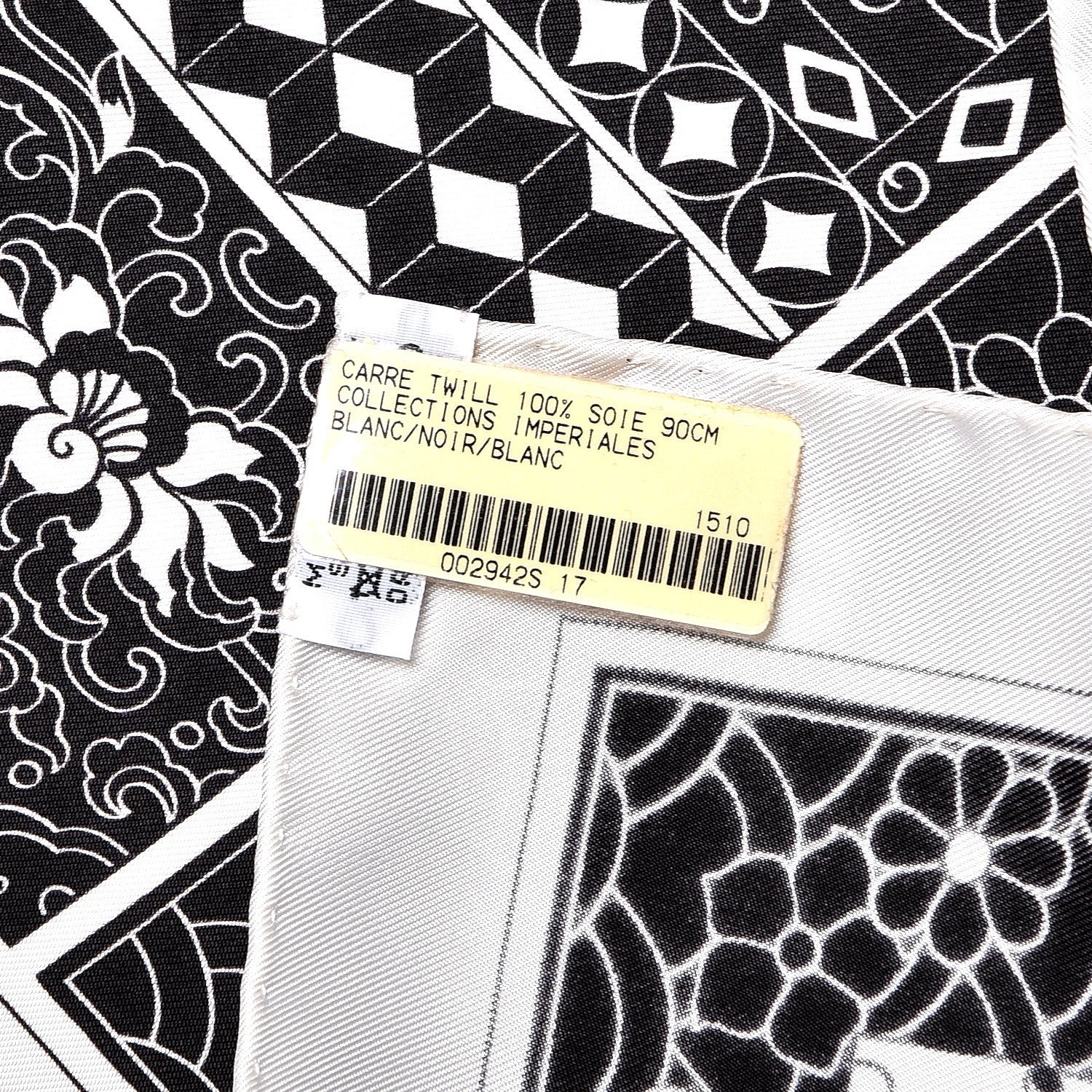 Hermes Silk Collections Imperiales Scarf 90 White Black 7 of 7