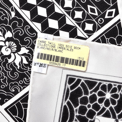 Hermes Silk Collections Imperiales Scarf 90 White Black 7 of 7