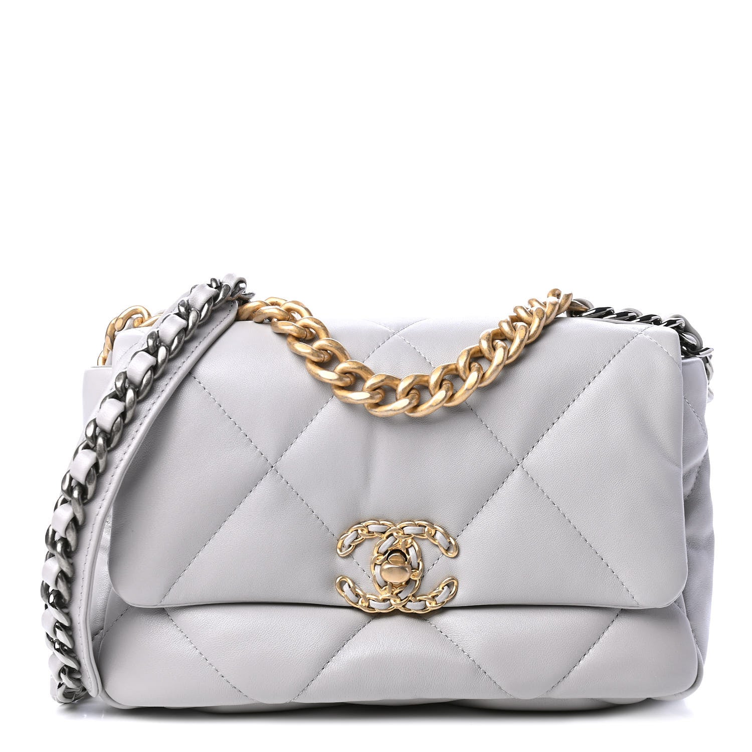 Chanel Lambskin Quilted Medium Chanel 19 Flap Grey 1 of 4