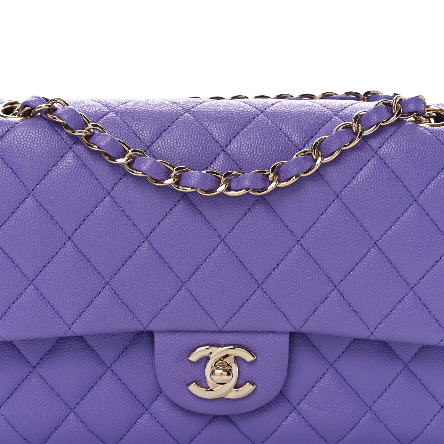 Chanel Caviar Quilted Medium Double Flap Purple 8 of 10