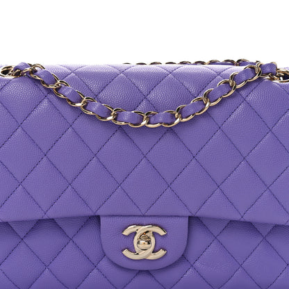 Chanel Caviar Quilted Medium Double Flap Purple 8 of 10