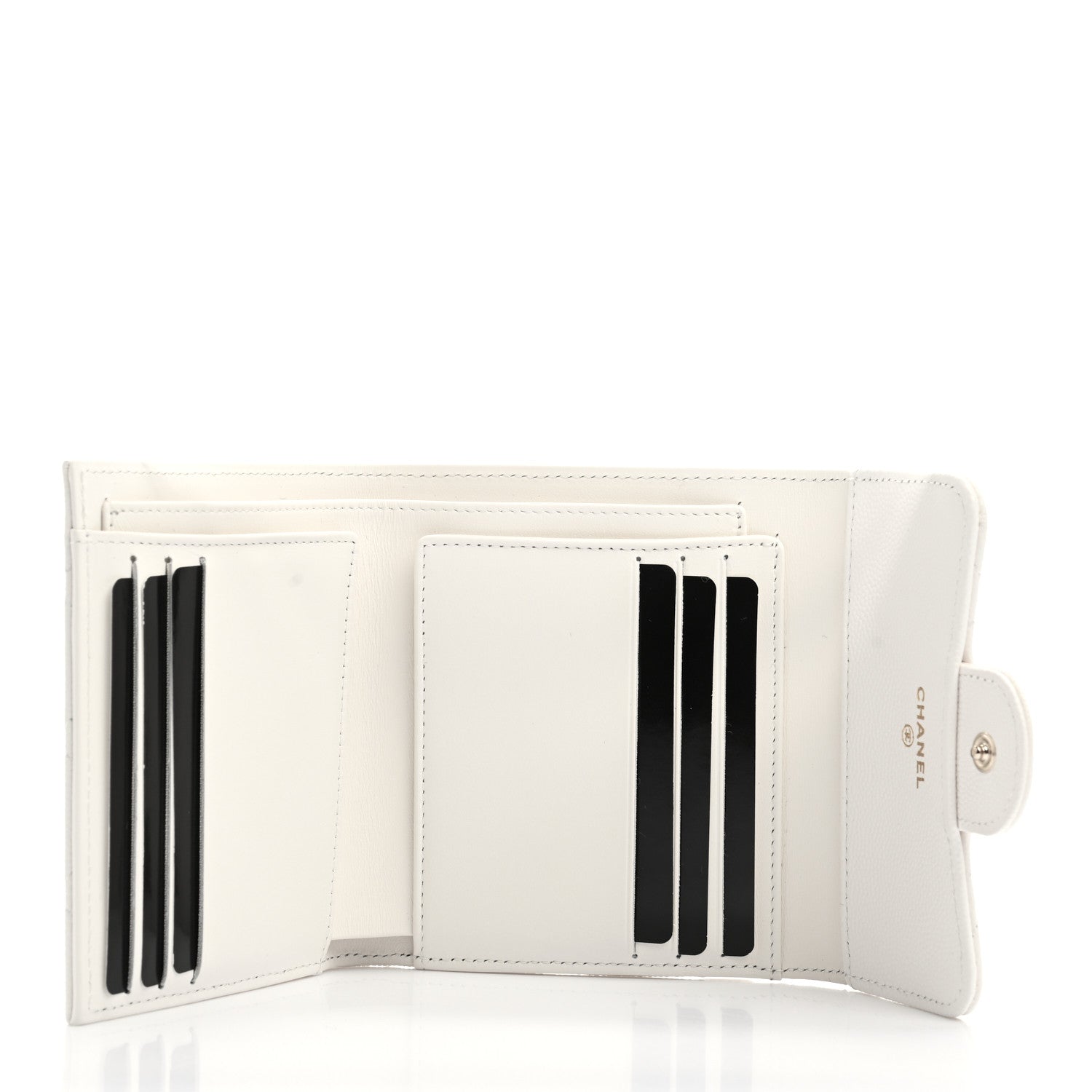 Chanel Caviar Quilted Compact Flap Wallet White 5 of 9