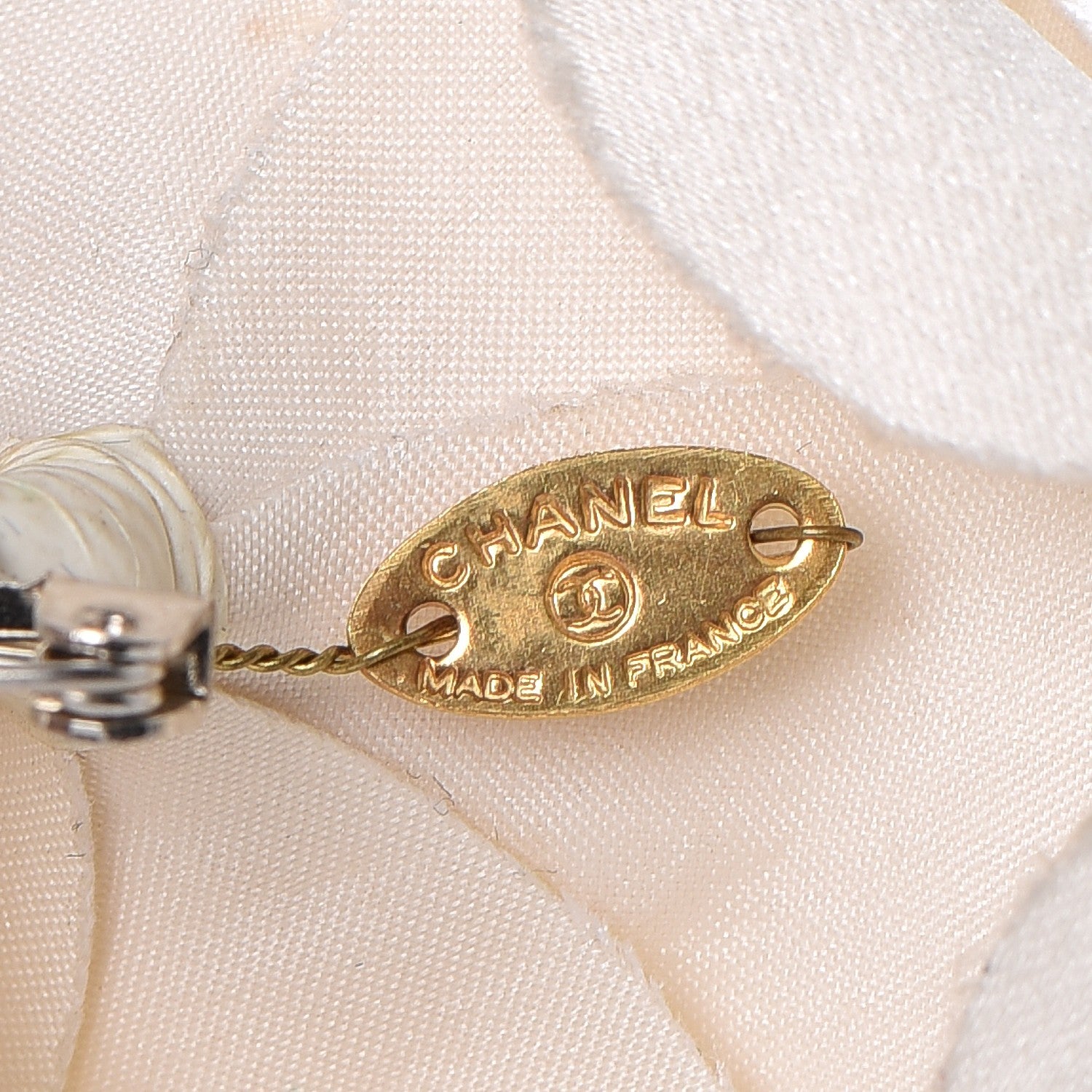 Chanel Silk Taffeta Camellia Brooch Pin White 4 of 5