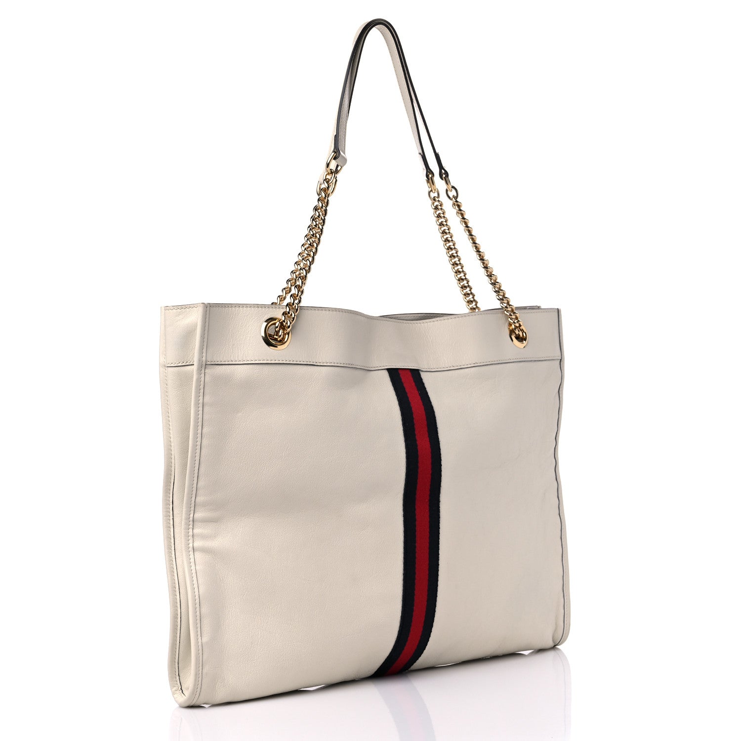 Gucci Suede Calfskin Large Rajah Chain Tote White 4 of 10