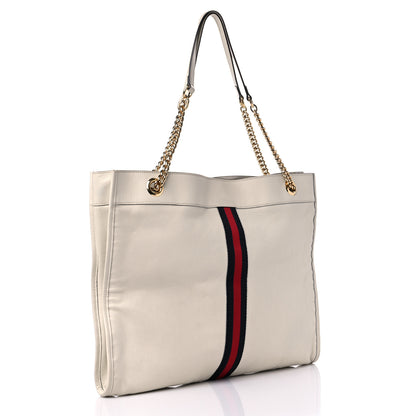 Gucci Suede Calfskin Large Rajah Chain Tote White 4 of 10