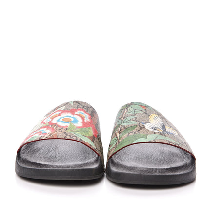 Gucci GG Supreme Monogram Tian Womens Slide Sandals 39 Beige Multicolor 2 of 8
