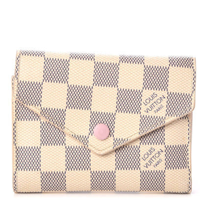 Louis Vuitton Damier Azur Victorine Wallet Rose Ballerine 1 of 9