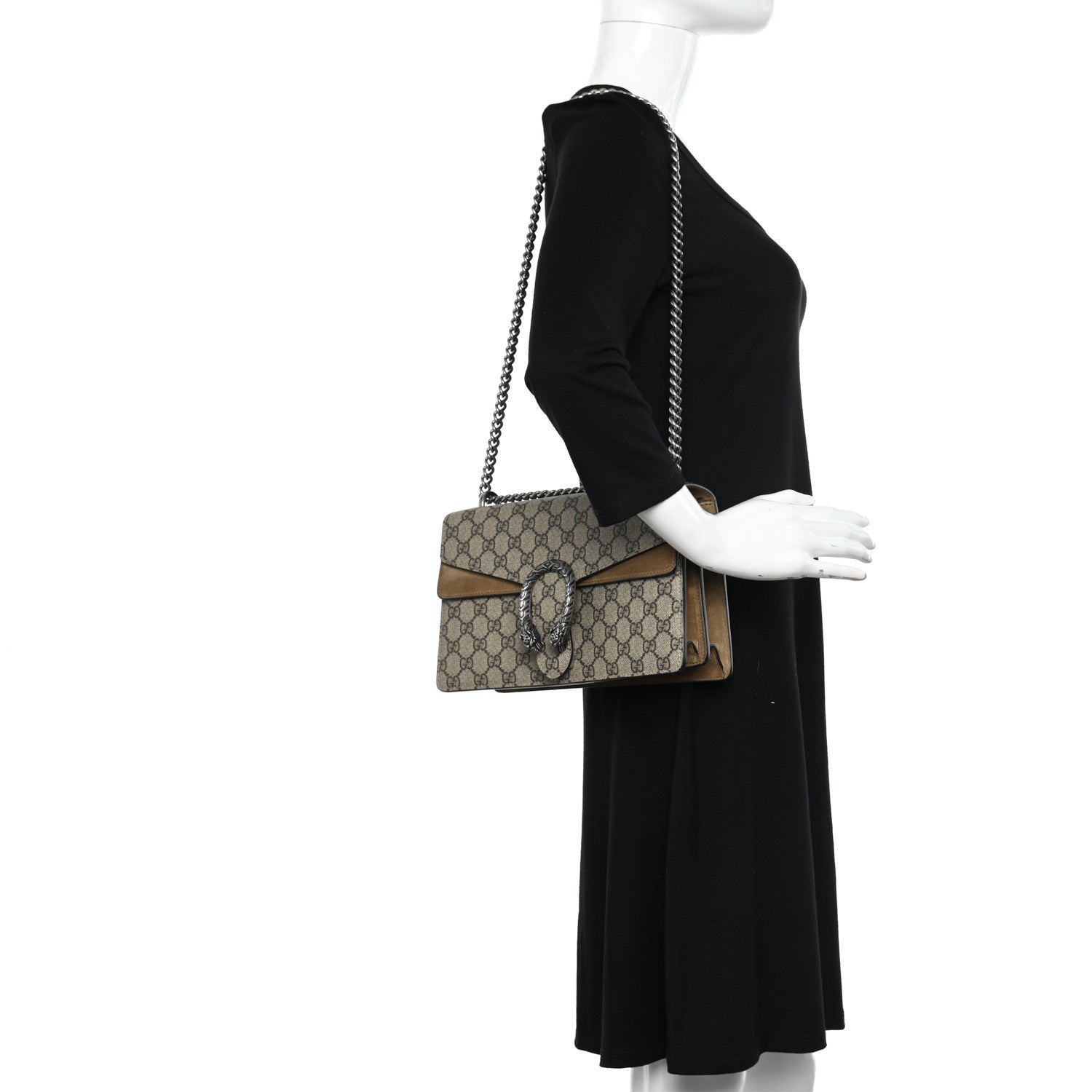 Gucci GG Supreme Monogram Small Dionysus Shoulder Bag Taupe 2 of 16