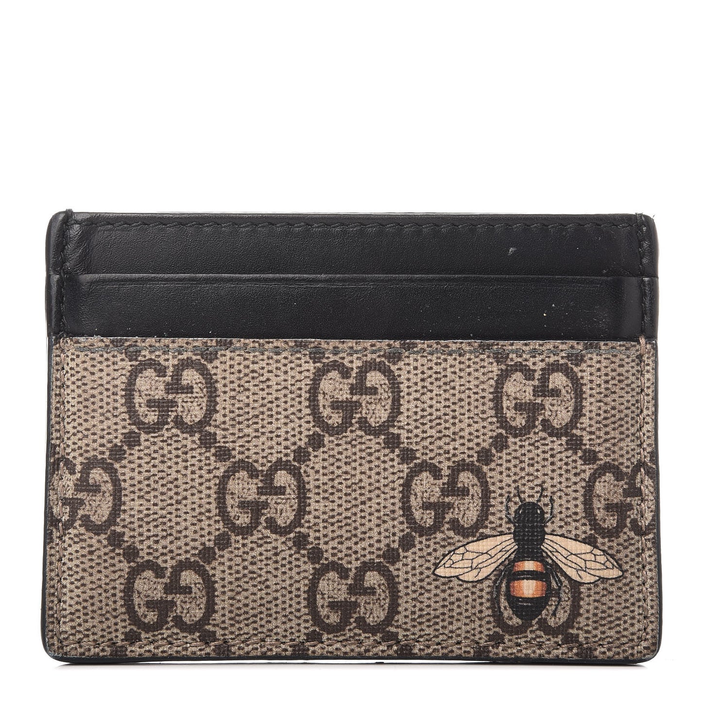 GG Supreme Monogram Bee Print Card Holder Black