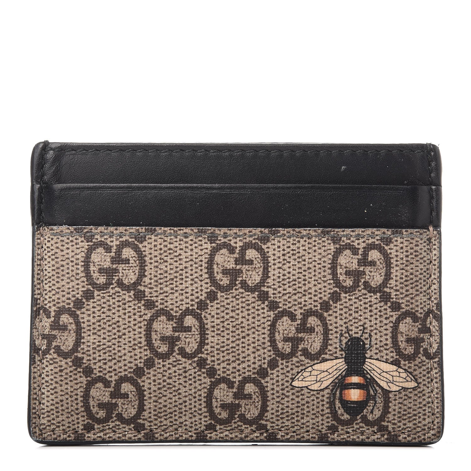 Gucci GG Supreme Monogram Bee Print Card Holder Black 1 of 6