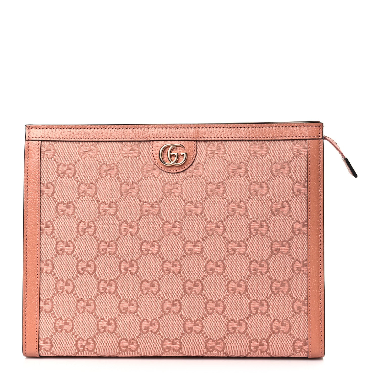 Gucci Monogram Textured Dollar Calfskin Ophidia Pouch Cloche Rose Pink 1 of 9