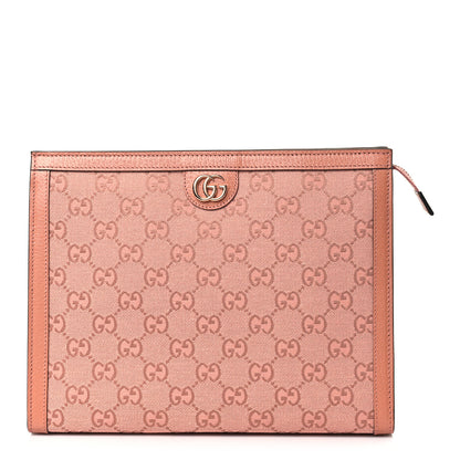 Gucci Monogram Textured Dollar Calfskin Ophidia Pouch Cloche Rose Pink 1 of 9