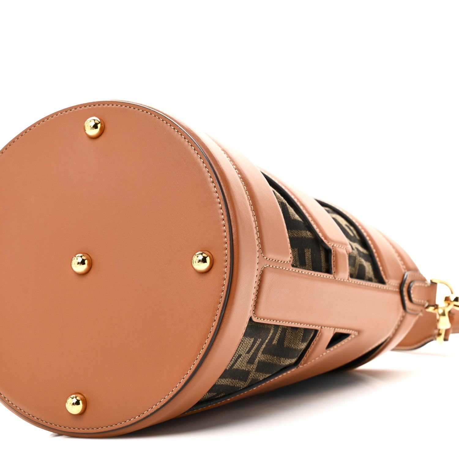 Fendi Nylon Vitello King Logo Step Out Bucket Bag Brandy 10 of 10