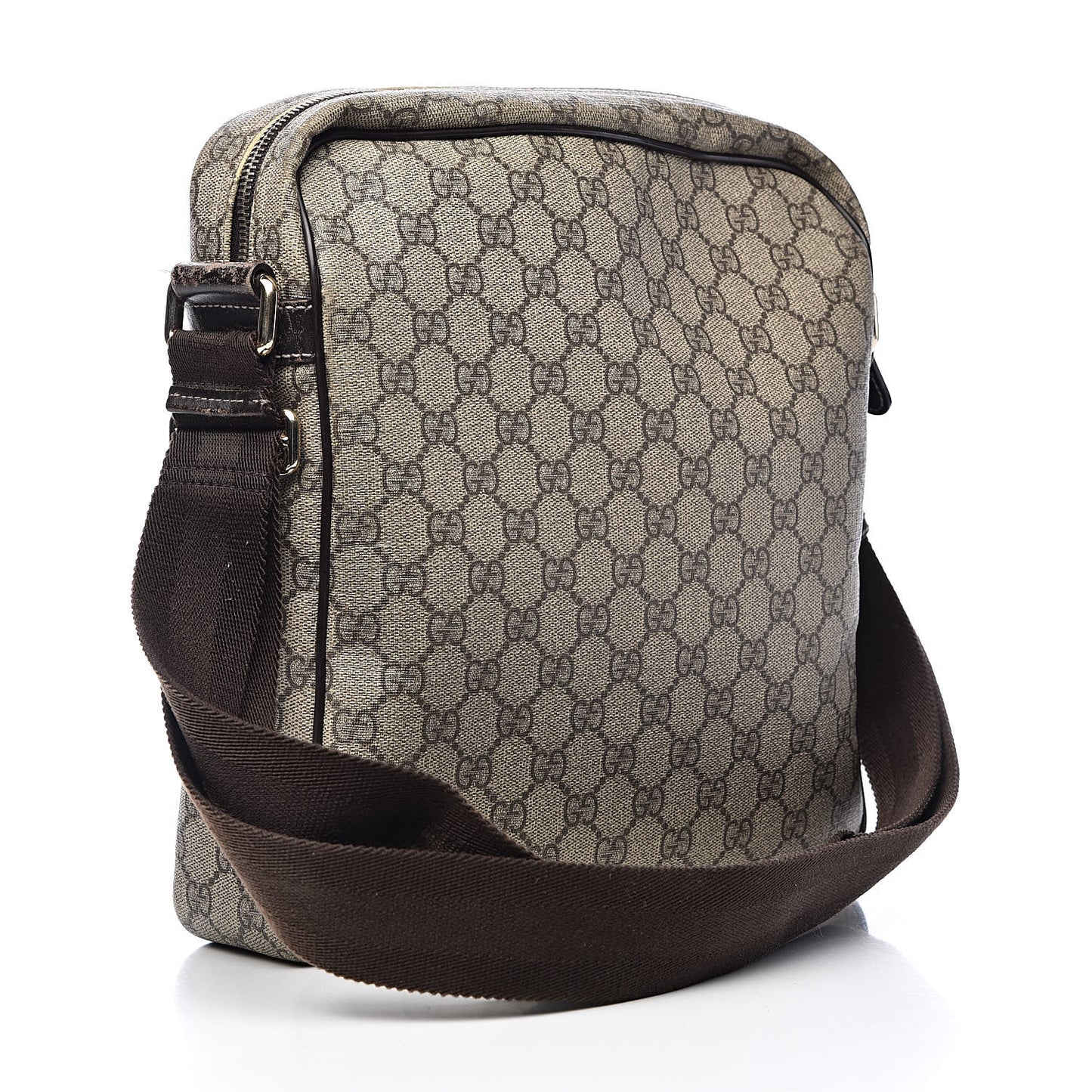 GG Plus Monogram Selleria Calfskin Medium Messenger Bag Beige Ebony Cocoa Dark Chocolate