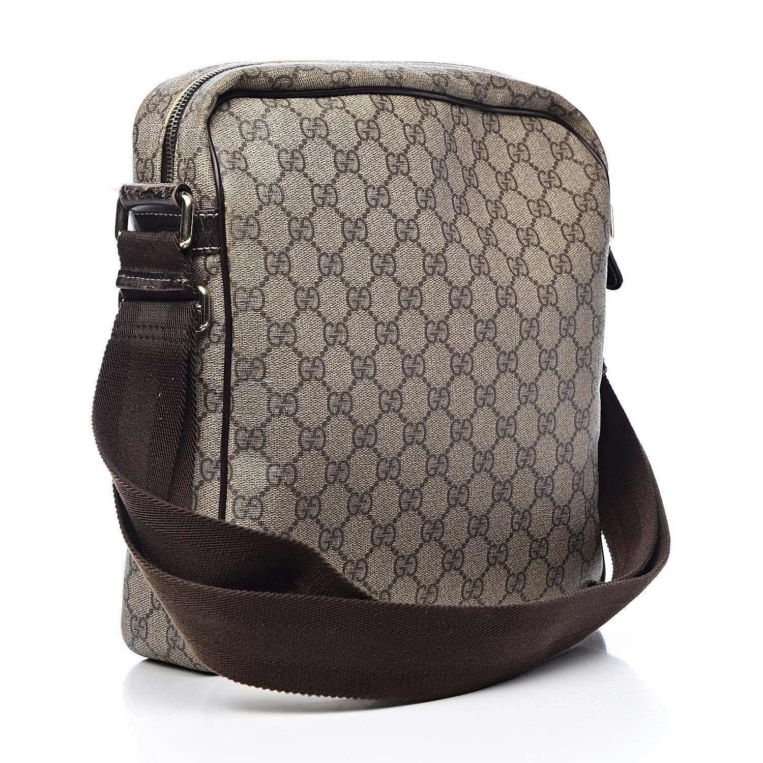 Gucci GG Plus Monogram Selleria Calfskin Medium Messenger Bag Beige Ebony Cocoa Dark Chocolate 3 of 20