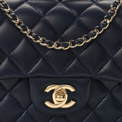 Chanel Lambskin Quilted Mini Top Handle Rectangular Flap Navy Blue 8 of 13
