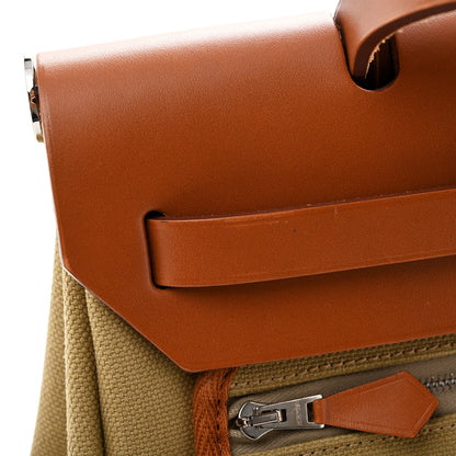 Hermes Military Toile Vache Hunter Herbag Zip Retourne 31 PM Poussiere Fauve 14 of 14