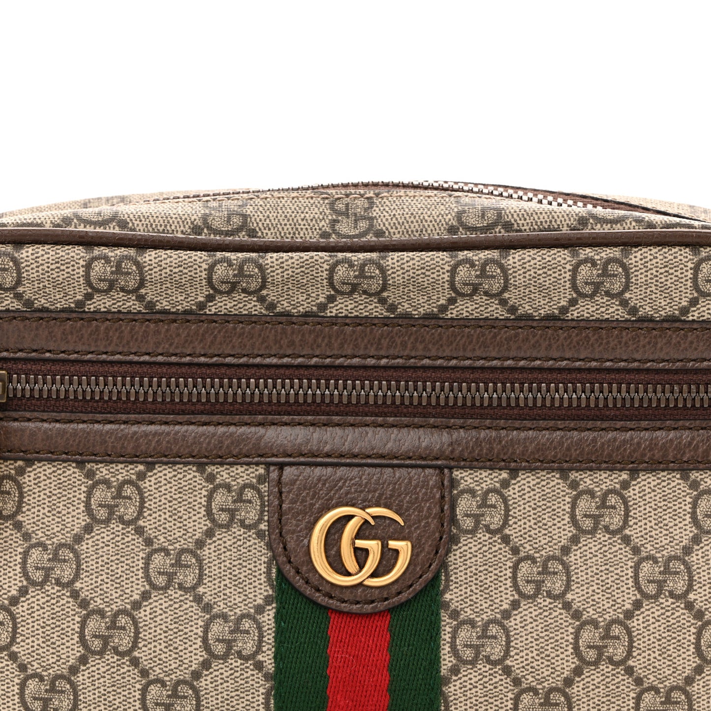 Soft GG Supreme Monogram Medium Ophidia Belt Bag Dark Brown