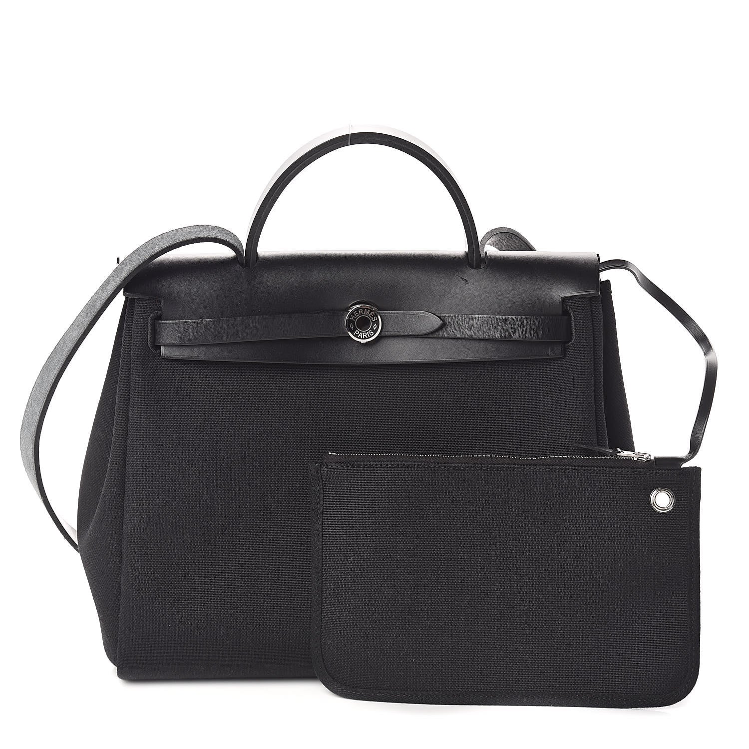 Hermes Military Toile Vache Hunter Herbag Zip PM 31 Black 1 of 10