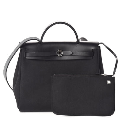 Hermes Military Toile Vache Hunter Herbag Zip PM 31 Black 1 of 10