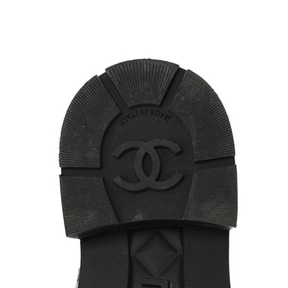 Chanel Shiny Calfskin Patent Quilted Chain Lace Up Combat Boots 39 Black 15 of 15