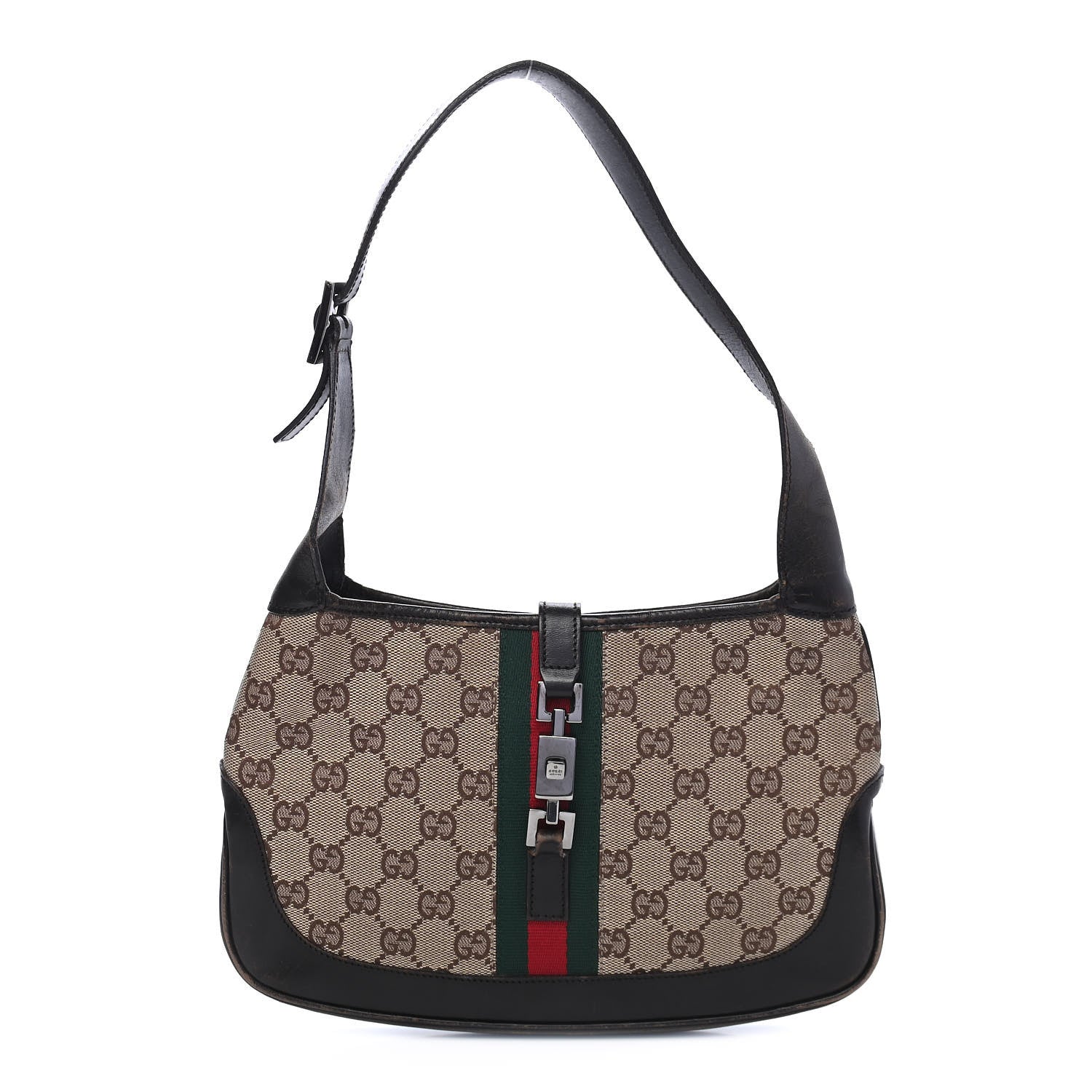 Gucci Monogram Web Small Jackie O Hobo Dark Brown 1 of 9