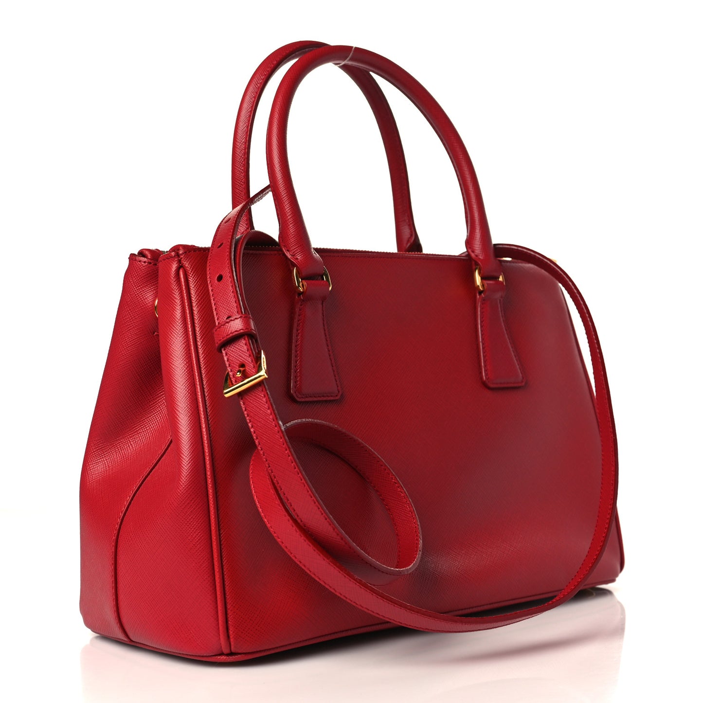Saffiano Vernice Small Galleria Double Zip Rosso