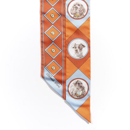 Hermes Silk Colliers Et Chiens Twilly Potiron Orange Ciel 4 of 5