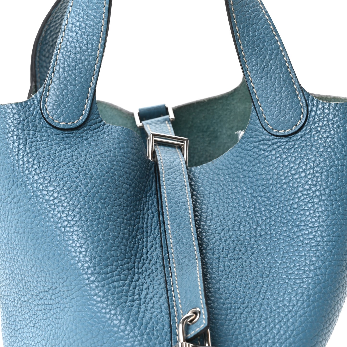 Taurillon Clemence Picotin Lock 18 PM New Blue Jean