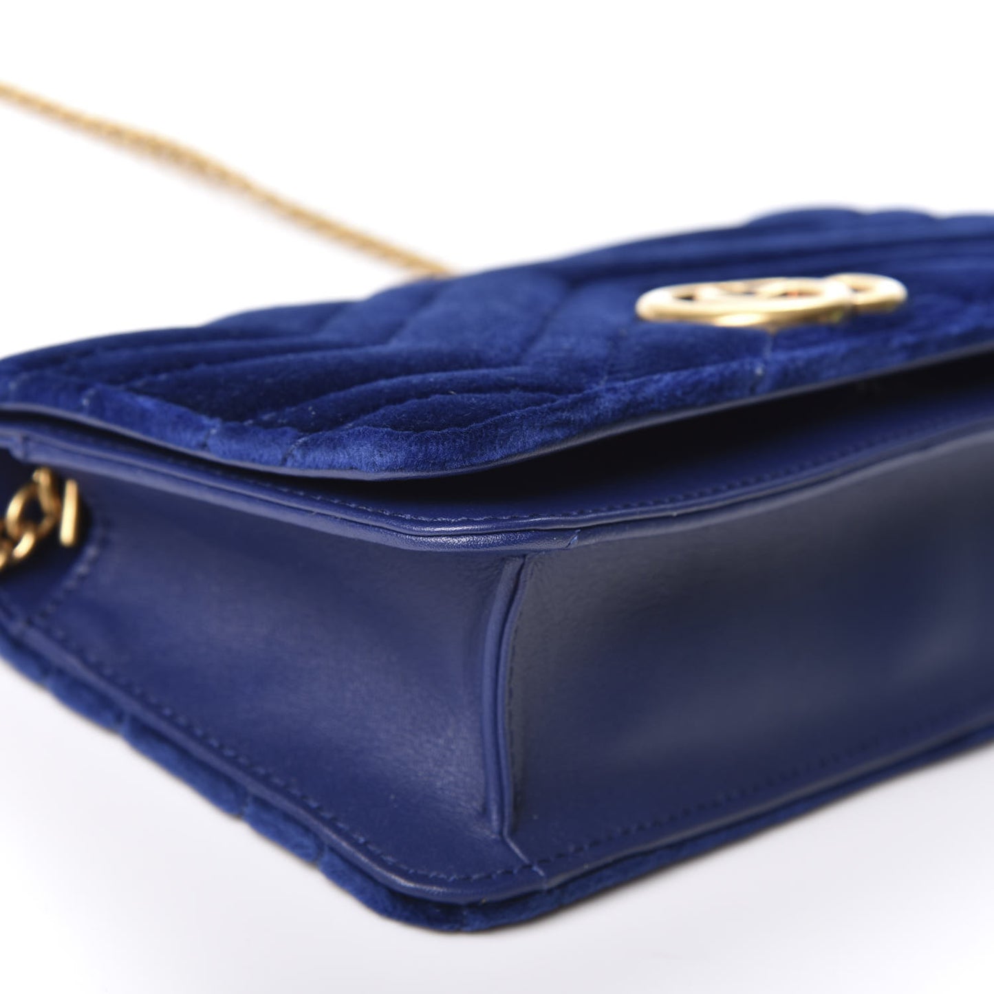 Velvet Matelasse GG Marmont Mini Bag Cobalt Blue