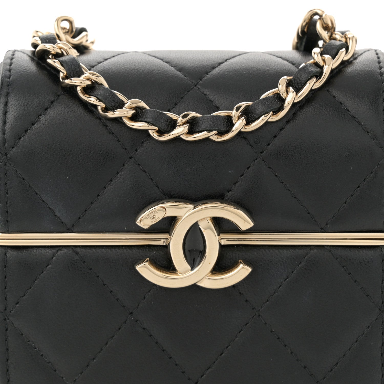 Chanel Lambskin Quilted Small Box With Chain Black 9 of 11