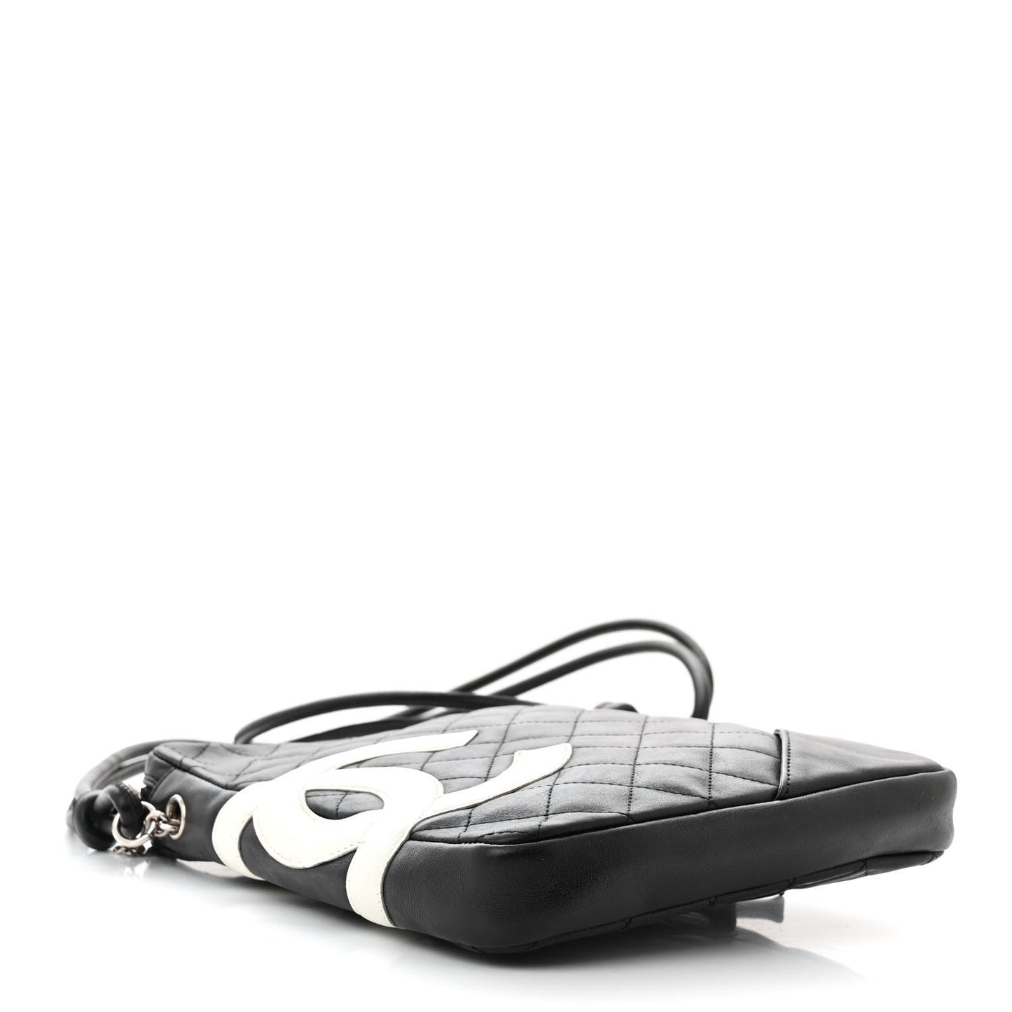 Calfskin Quilted Medium Cambon Messenger Black White