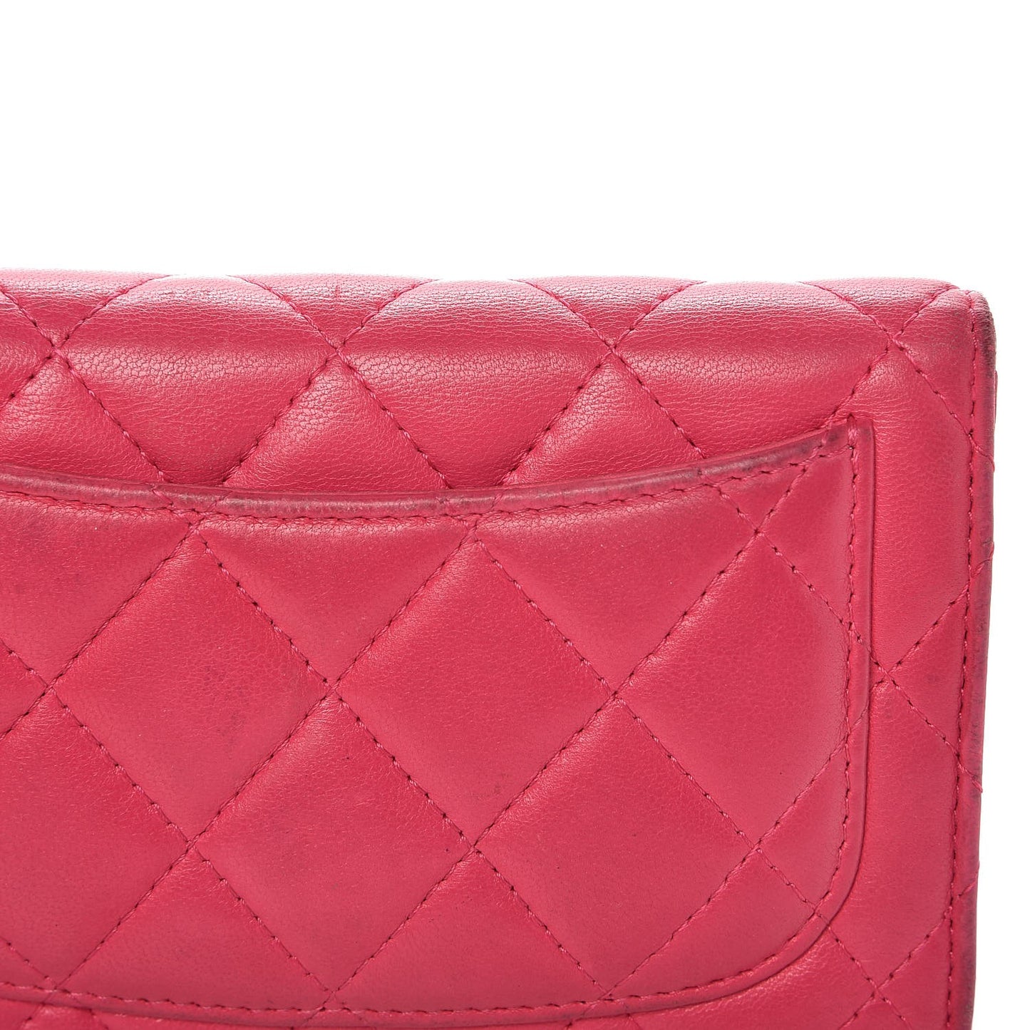 Lambskin Quilted Small Flap Wallet Pink