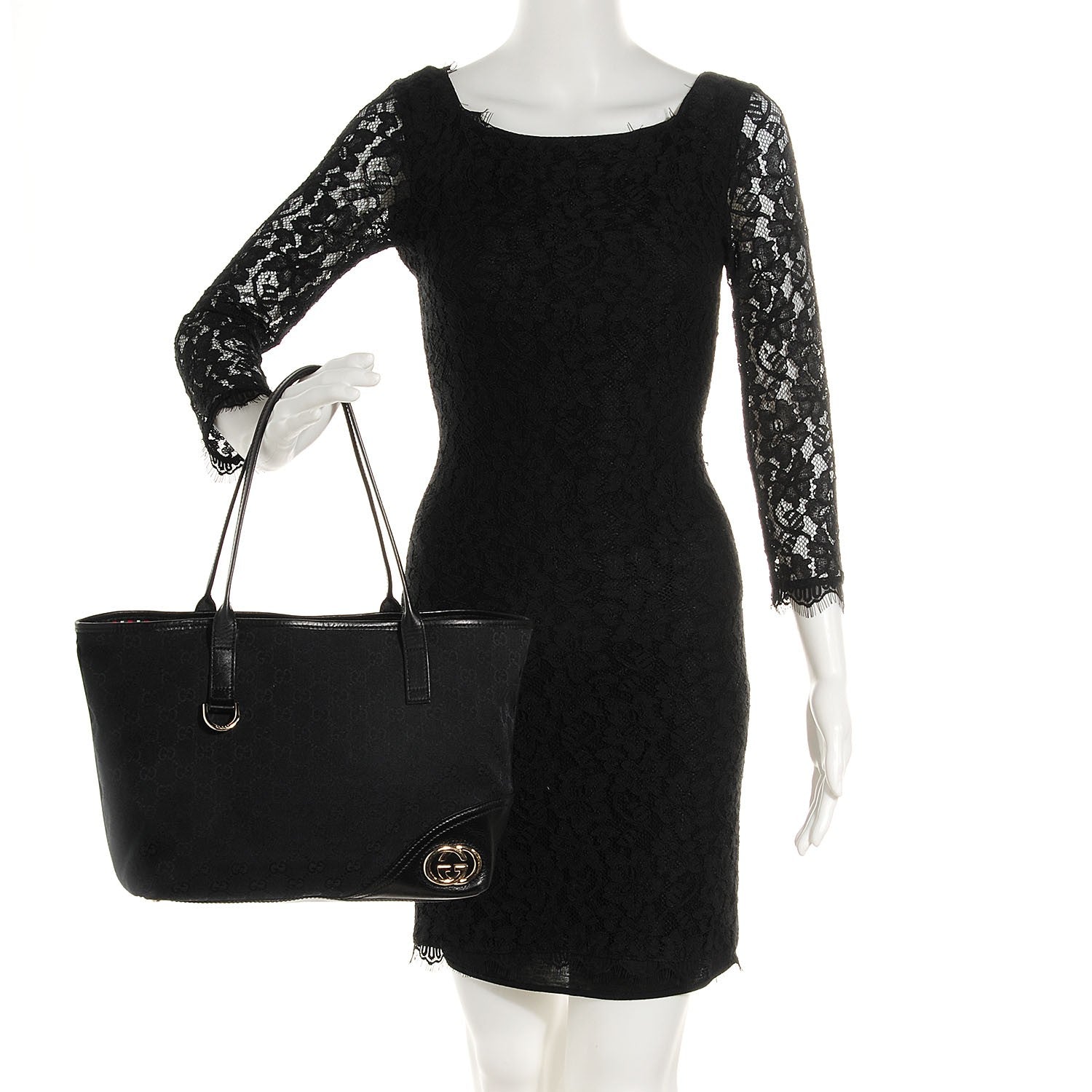 Gucci Monogram Medium New Britt Tote Black 2 of 7