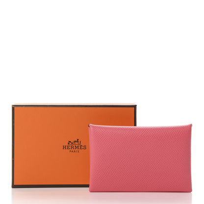 Hermes Epsom Calvi Card Case Rose Azalee 7 of 7