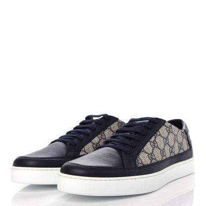 Gucci GG Supreme Monogram Calfskin Mens Low Top Sneakers 9 Blue Beige 3 of 11
