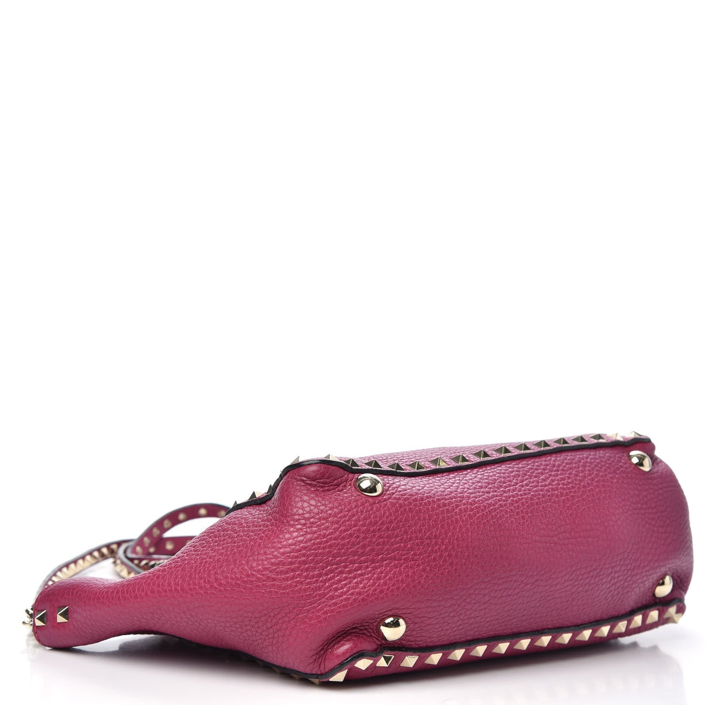 Grained Calfskin Small Rockstud Tote Deep Cyclamin