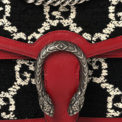 Gucci Tweed GG Monogram Small Dionysus Shoulder Bag Black White Romantic Cherry 9 of 13