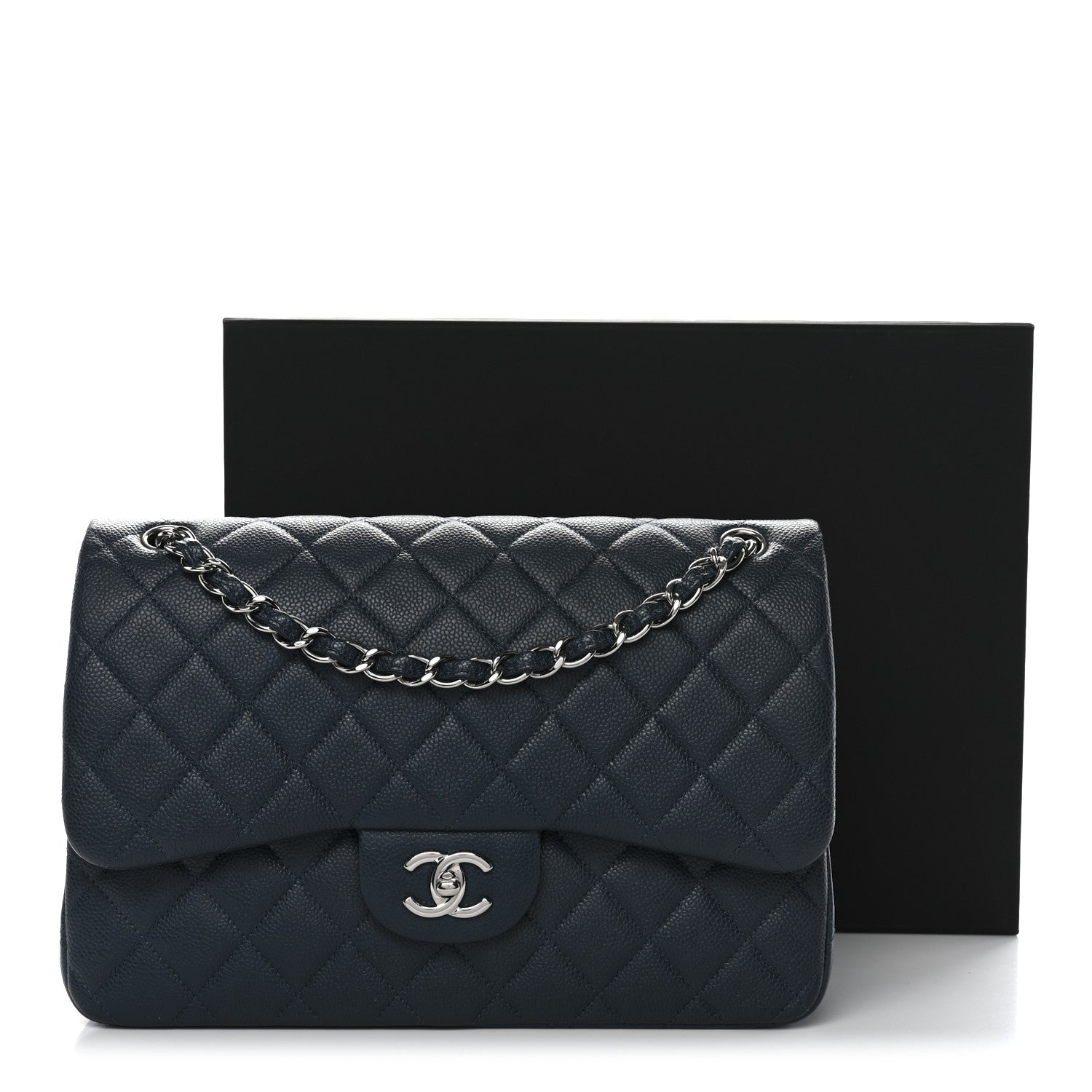 Chanel Caviar Quilted Jumbo Double Flap Blue 13 of 13