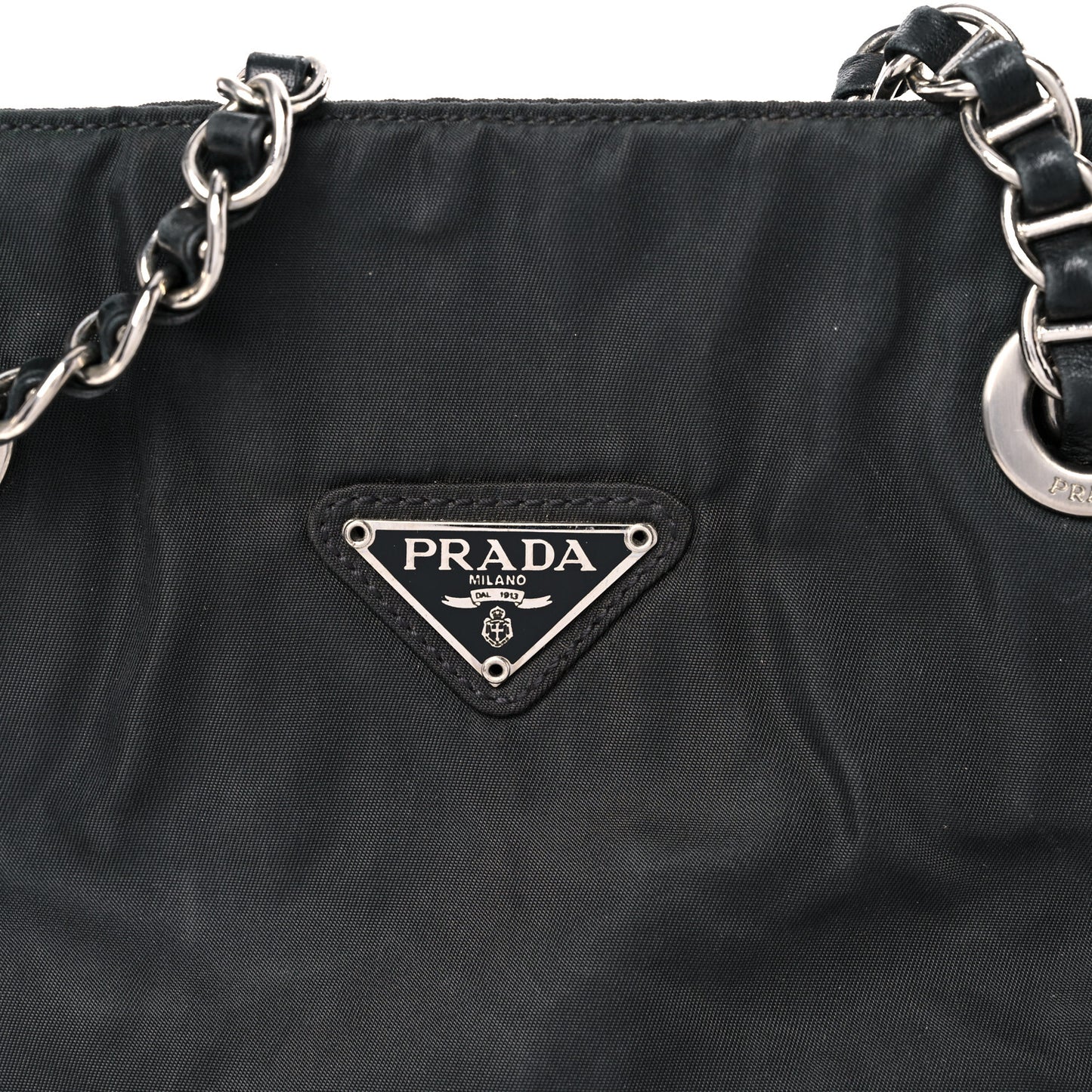 Tessuto Nylon Chain Shoulder Bag Asfalto
