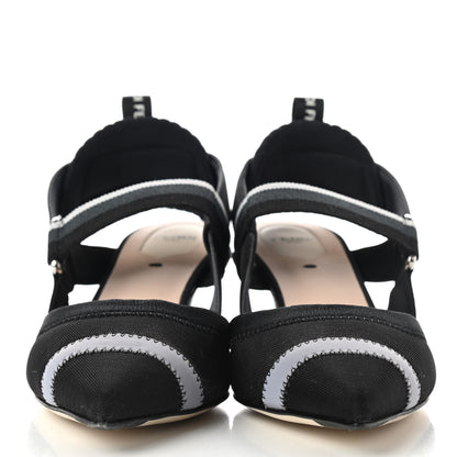 Fendi Technical Mesh Colibri 55mm Slingback Pumps 38 Black Asfalto 2 of 8