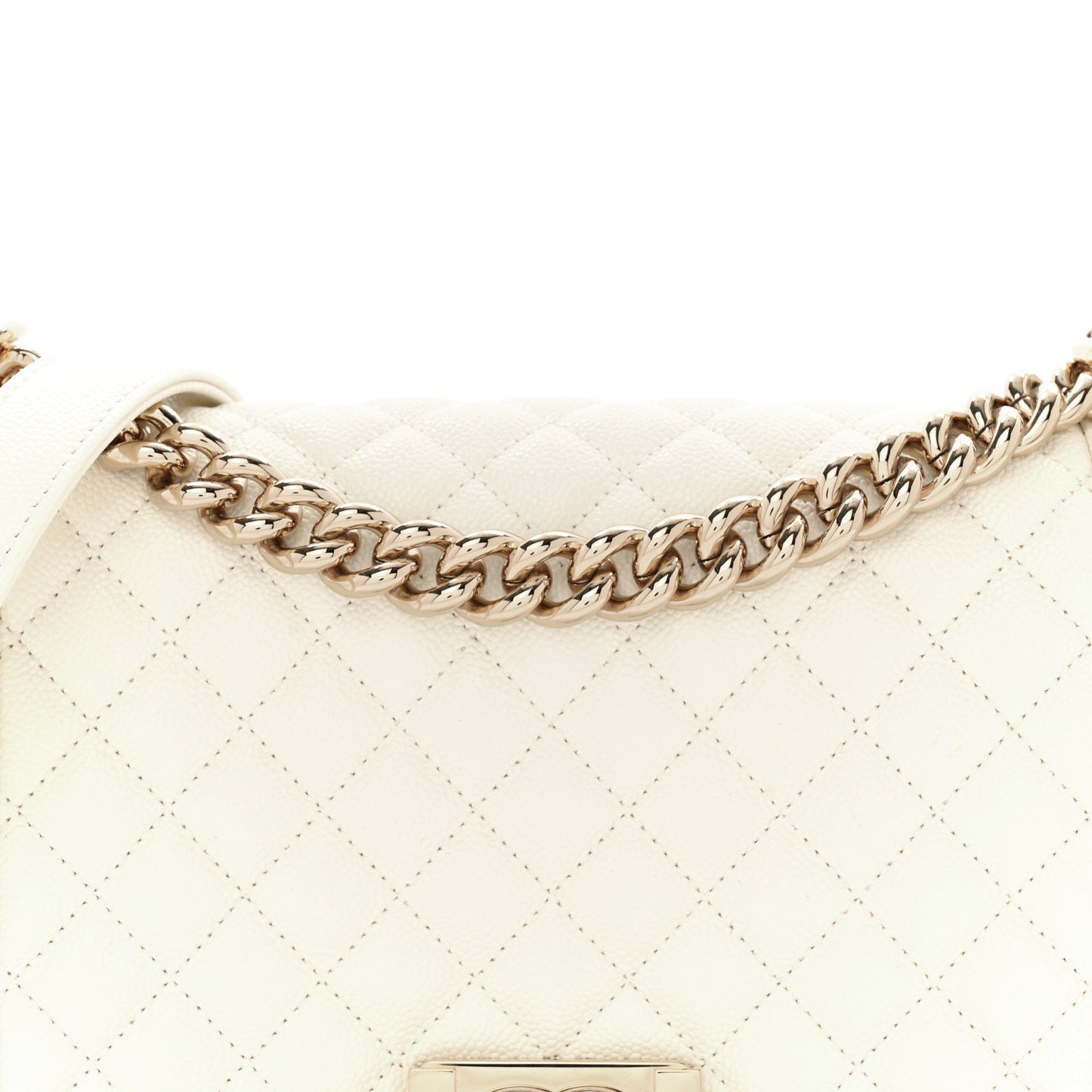 Caviar Quilted Medium Boy Flap White