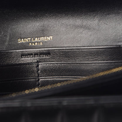 Saint Laurent Lambskin Matelasse Monogram Large Vicky Continental Wallet Black 7 of 10