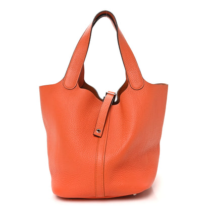 Hermes Taurillon Clemence Picotin Lock 22 MM Orange 1 of 10