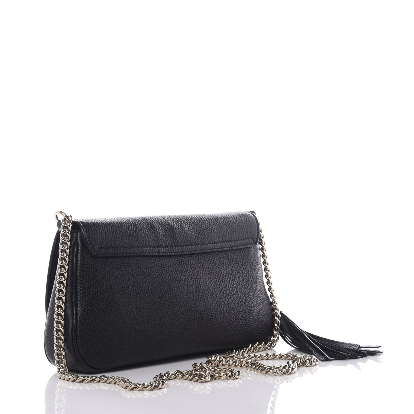 Pebbled Calfskin Medium Soho Flap Crossbody Black