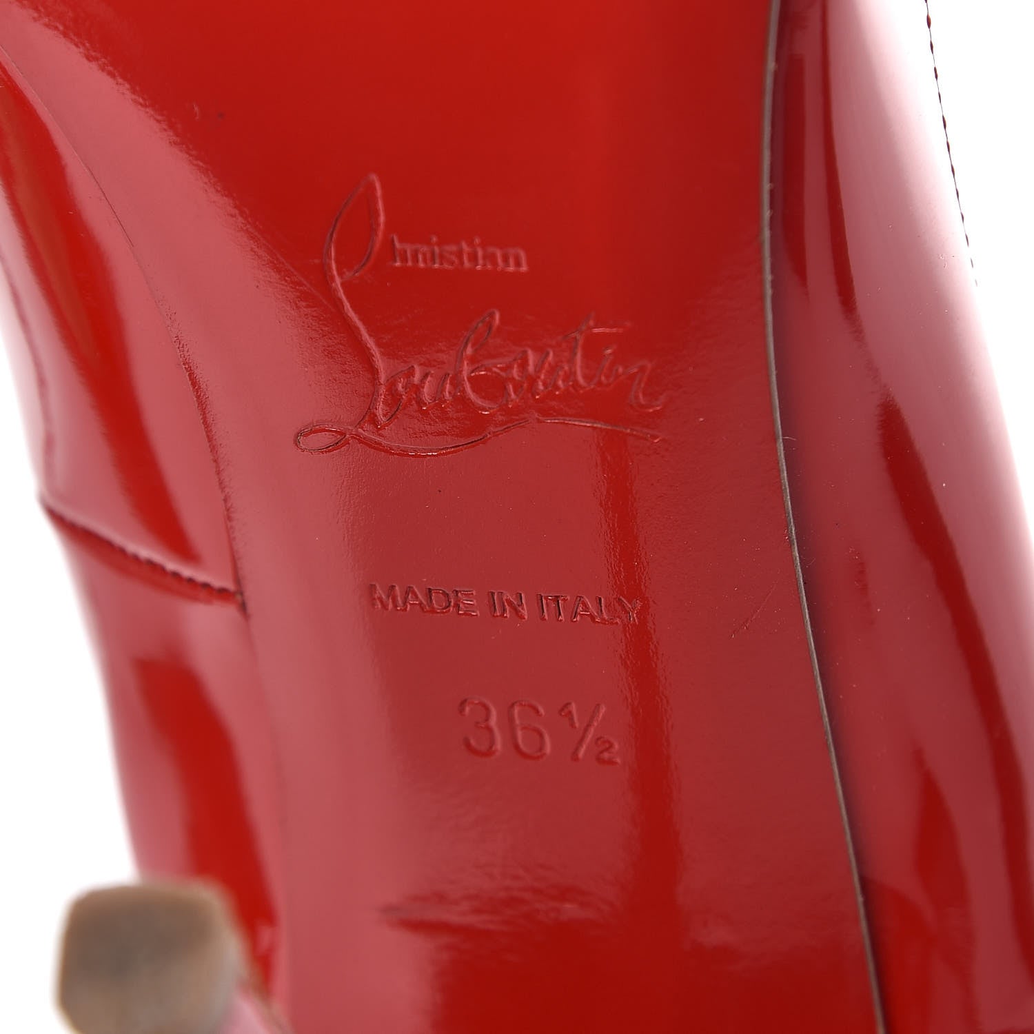 Christian Louboutin Patent V Neck 120 Pumps 36.5 Rouge Lipstick 6 of 8