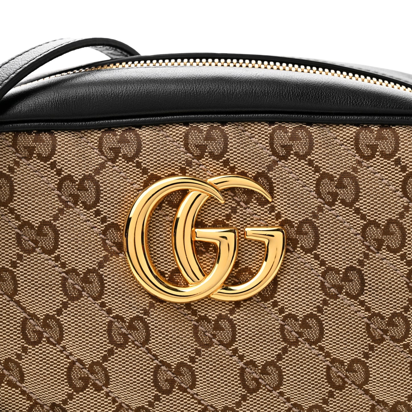 Monogram Matelasse Diagonal Small GG Marmont Chain Shoulder Bag Beige Black